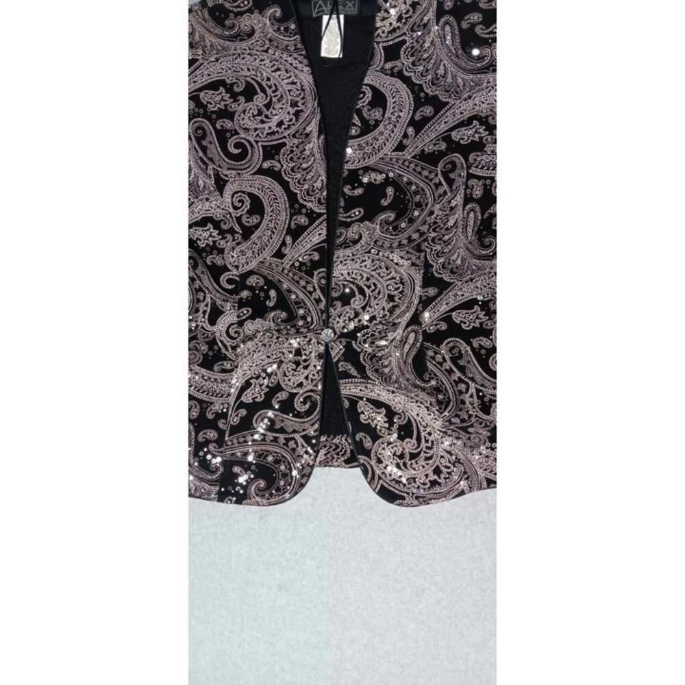 Alex Evenings Petite Sequin Blazer Jacket Womens Size XLP Black And White... - Picture 5 of 11